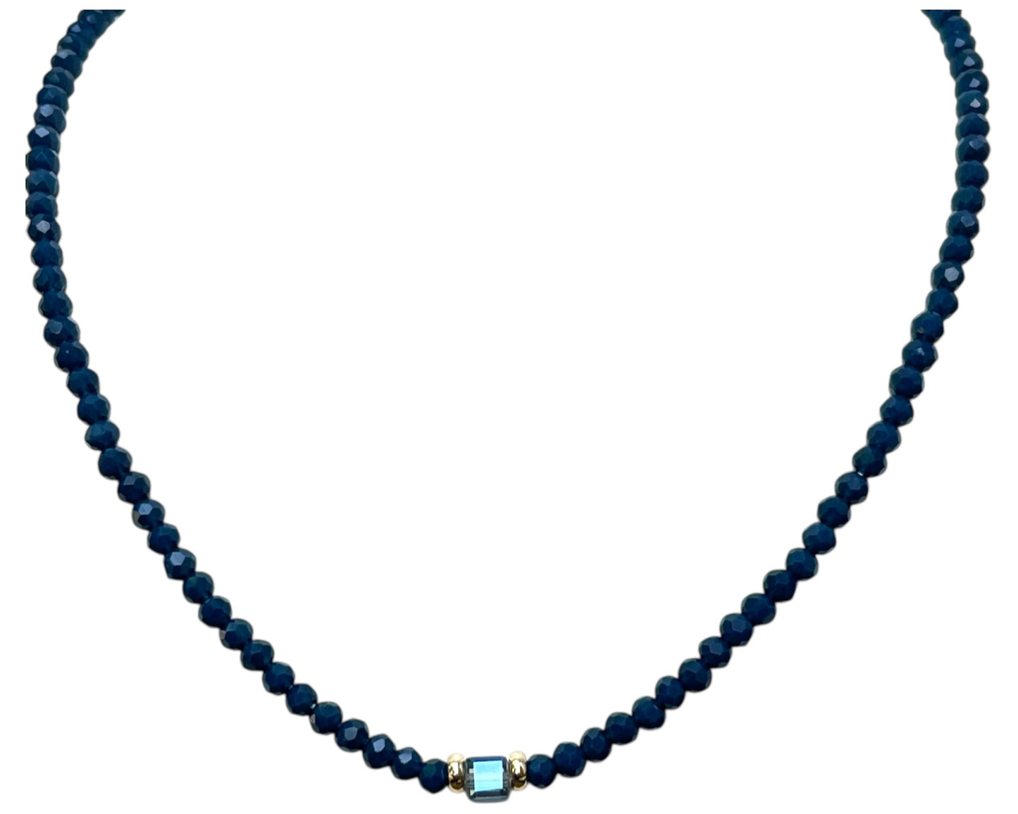 "Midnight Crystal Beaded Necklace-Gold LM