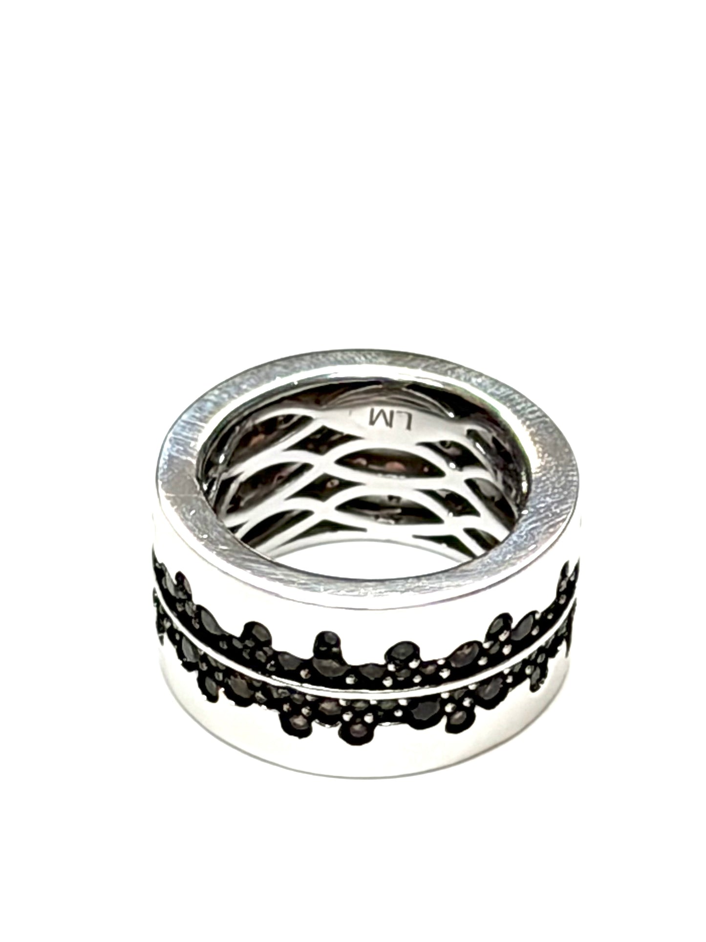 Crown Lace Silver Band Ring-Silver LM