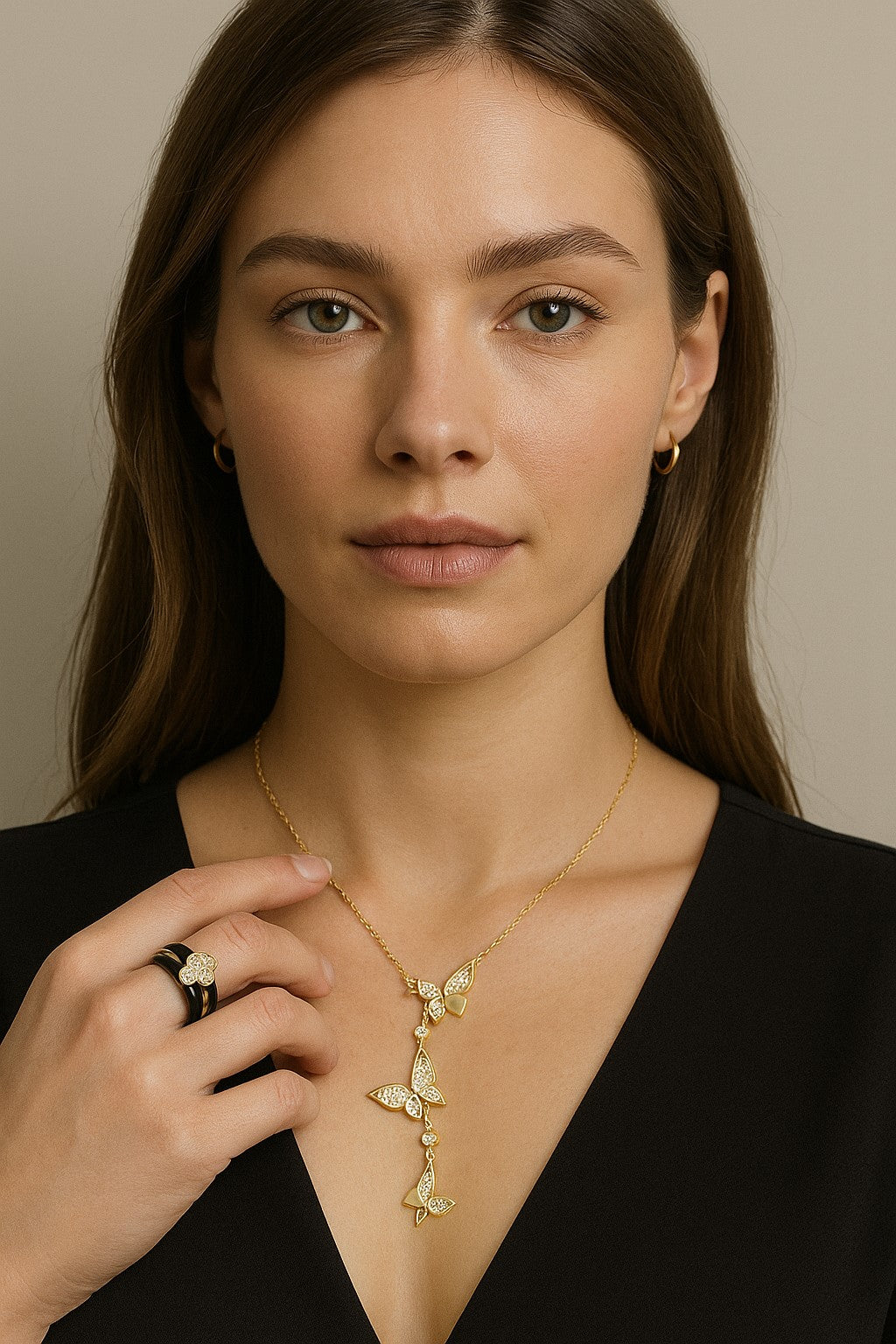 Moonlit Flutter Necklace-Gold LM
