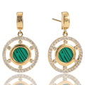 Malachite Orbit Drops Earring-Gold LM