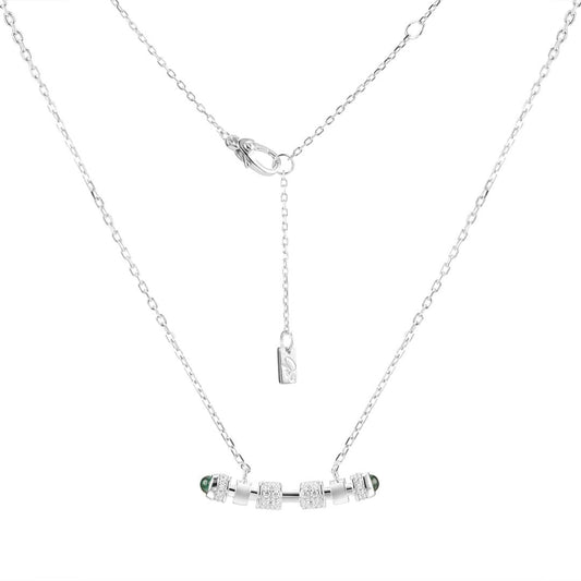 Black Ceramic Sparkle Bar Necklace-Silver LM