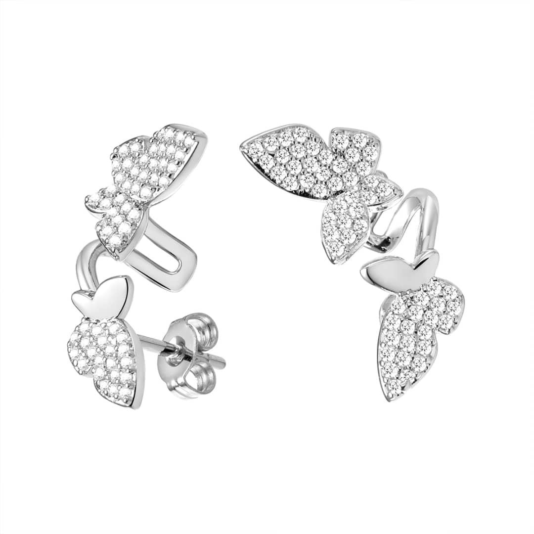 Silver Flutter CZ Butterfly Stud EarringsSilver LM