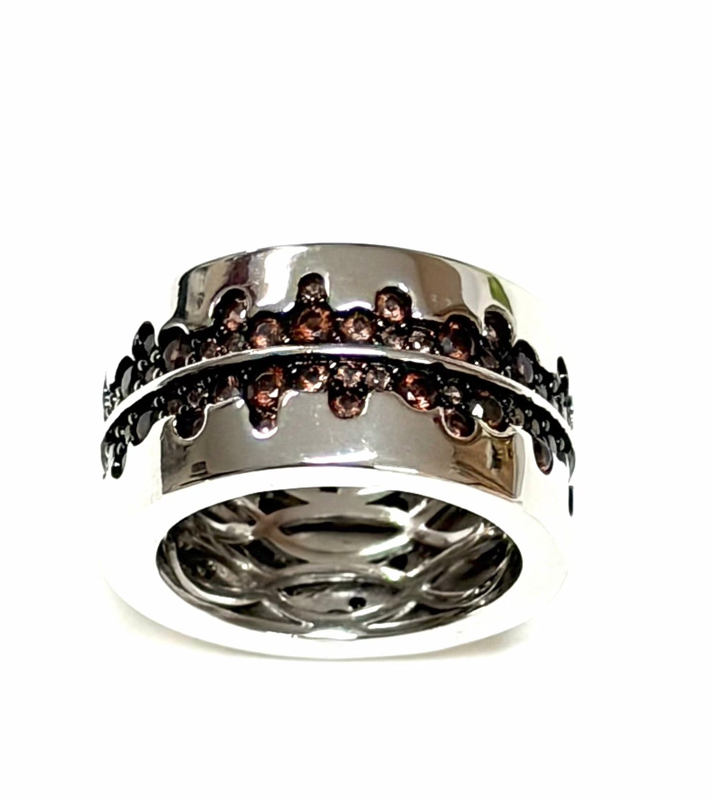Crown Lace Silver Band Ring-Silver LM