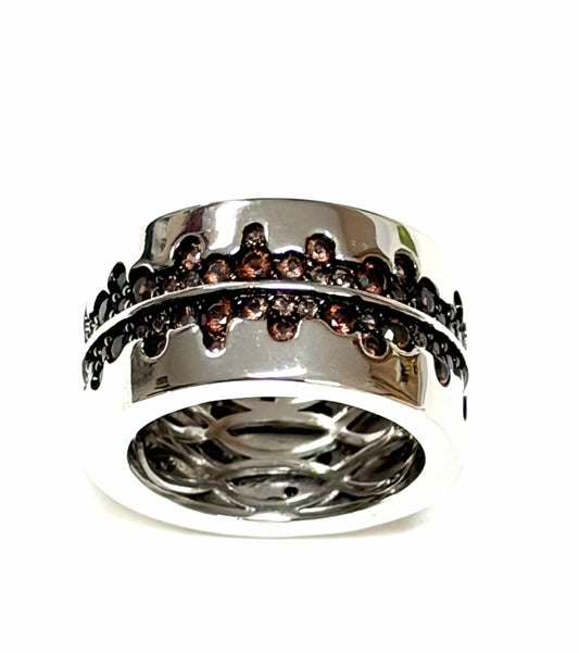 Crown Lace Silver Band Ring-Silver LM