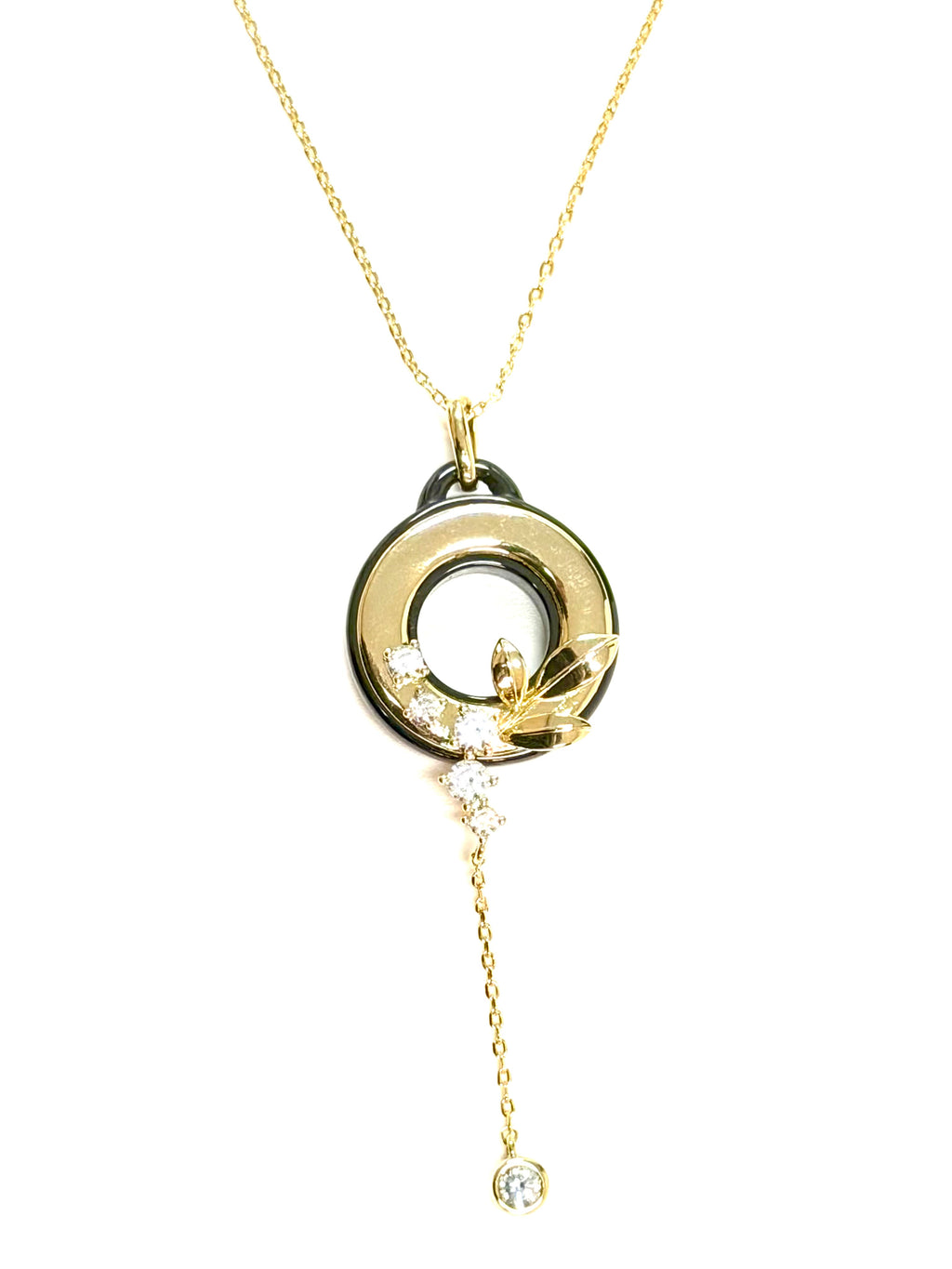 Lotus Halo CZ Drop Necklace "LM"