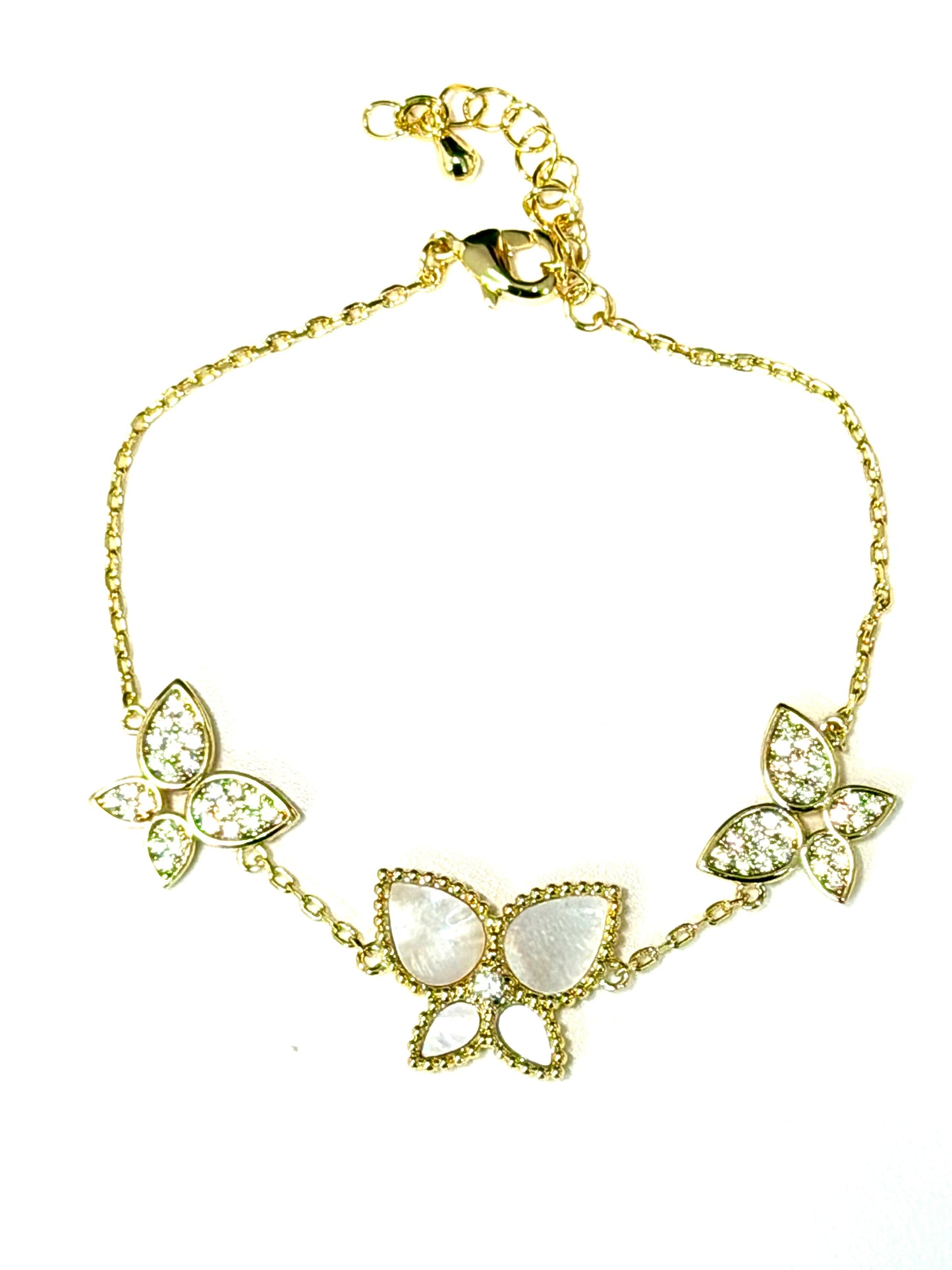 Mother of pearlBloom CZ Butterfly Bracelet_gold LM