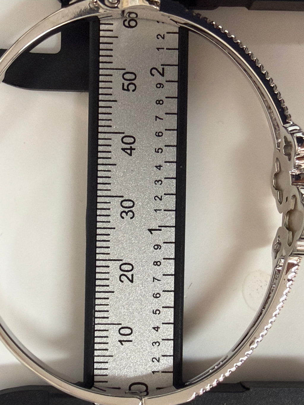 Moonlit Clover Bangle-Silver "LM"