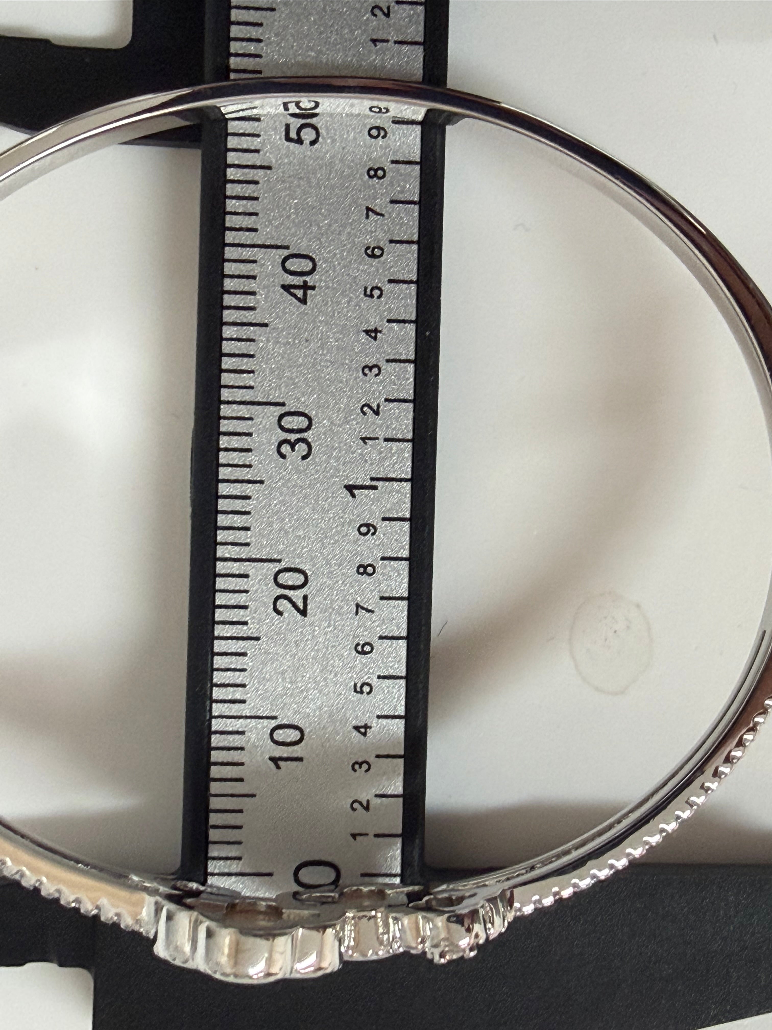 Moonlit Clover Bangle-Silver "LM"