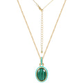 Malachite Turquoise Enamel Gold Pendant Necklace
