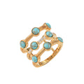 Turquoise Triple Band Gold Ring "LM"