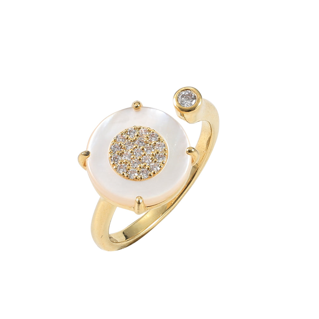Crystal Pavé Gold Ring "LM"