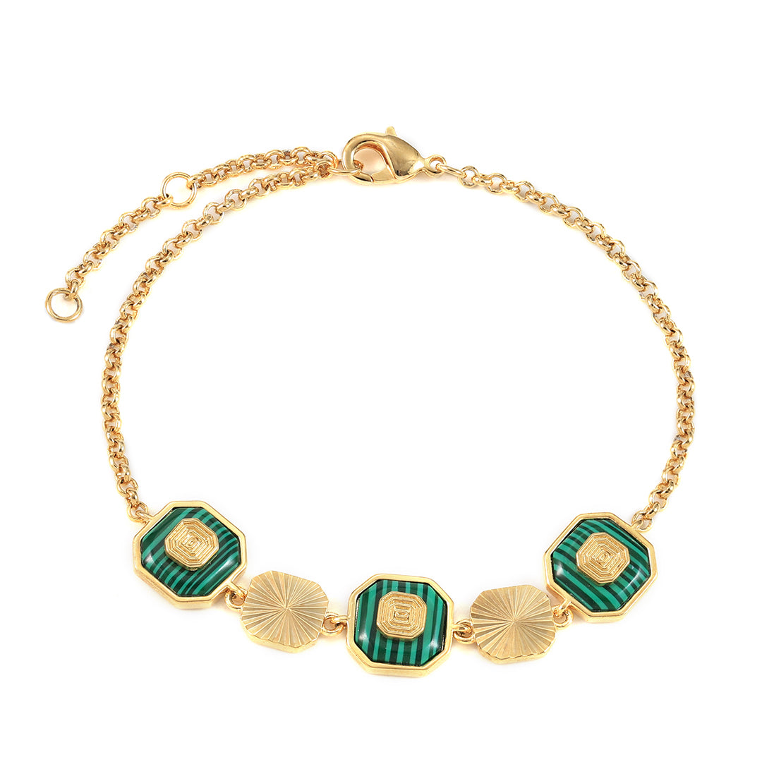 Geometric Stone Station Gold Bracelet "LM"