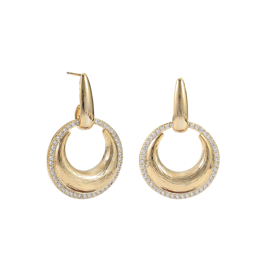 Pavé Circle Drop Earrings "LM"