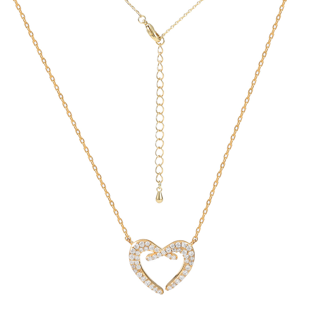 Pavé Open Heart Pendant Necklace "LM"