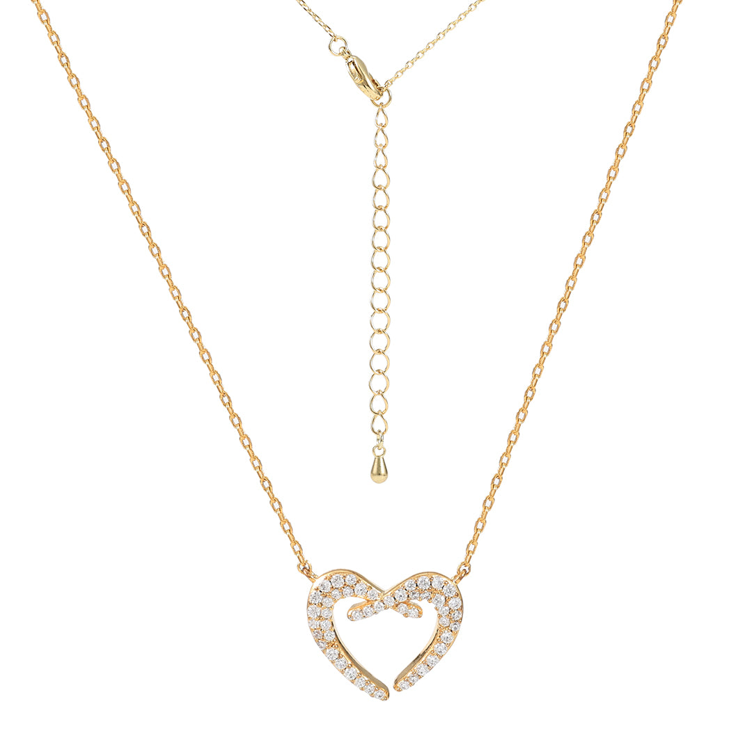 Pavé Open Heart Pendant Necklace "LM"