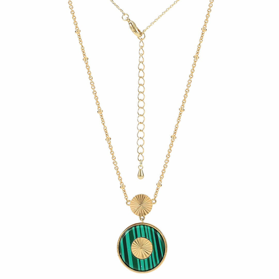 Sunburst Medallion Pendant Necklace in malachite green