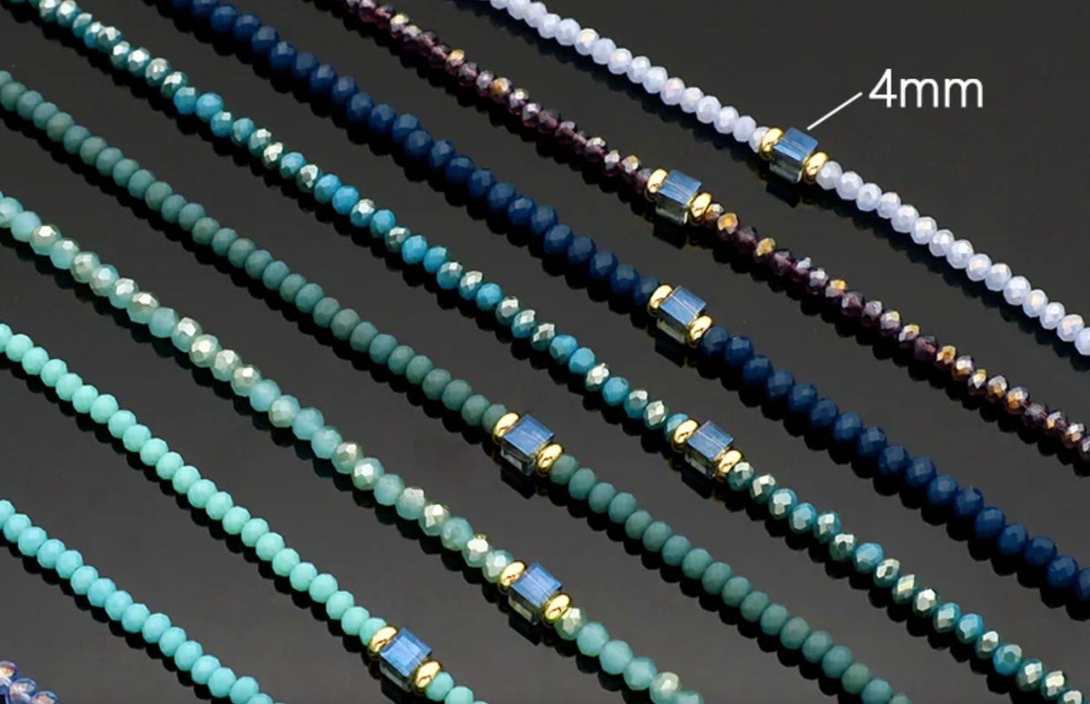 "Midnight Crystal Beaded Necklace-Gold "LM"