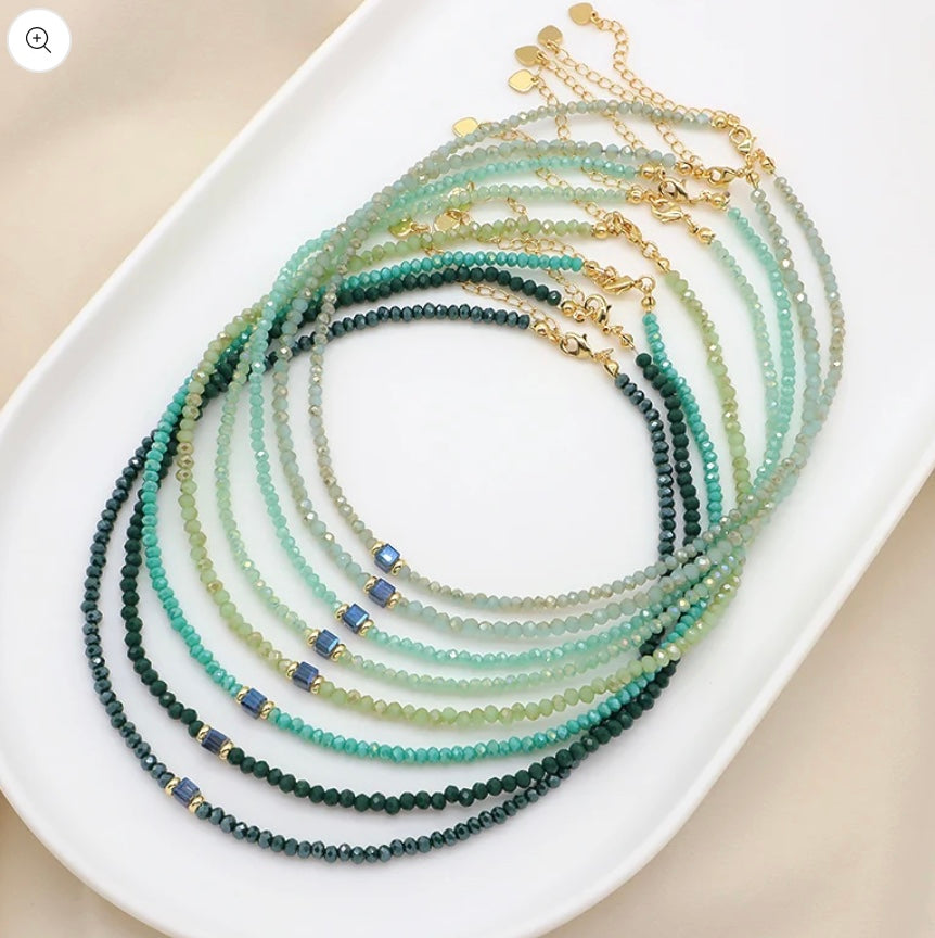 Golden Sage Beaded Necklace"LM"