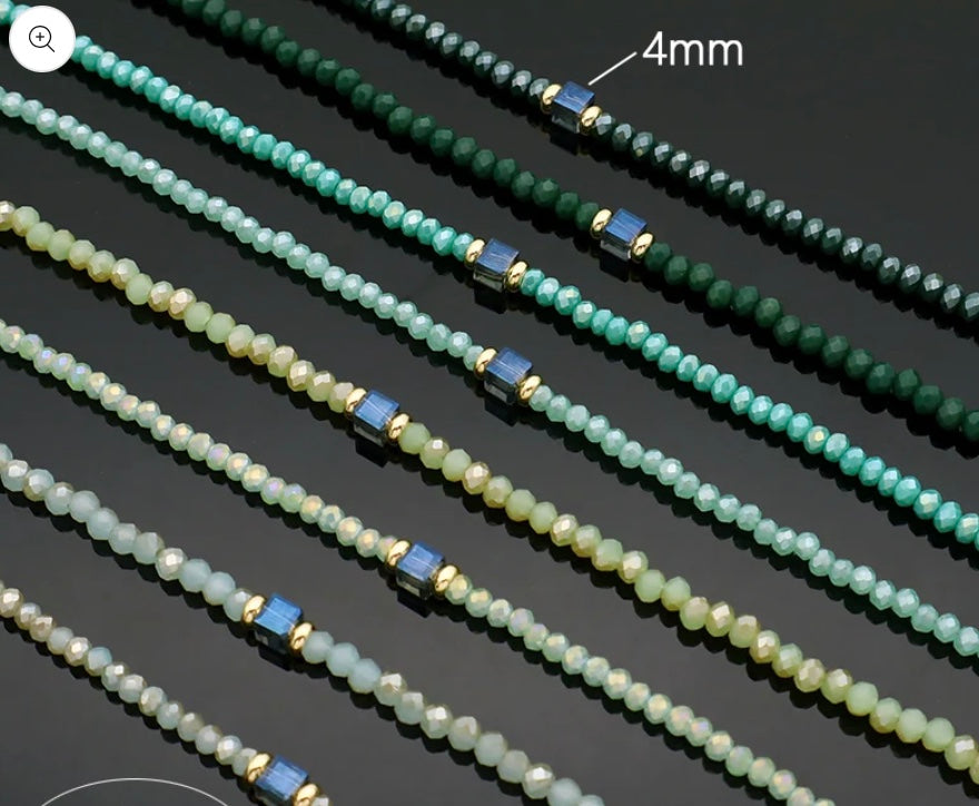 Ocean Mist Beaded Necklace-Gold "LM"