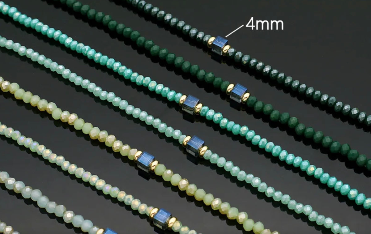 Seafoam Serenity Beaded Necklace-Gold "LM"