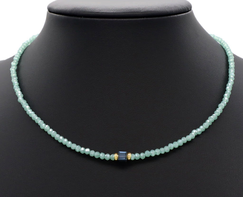 Ocean Mist Beaded Necklace-Gold "LM"