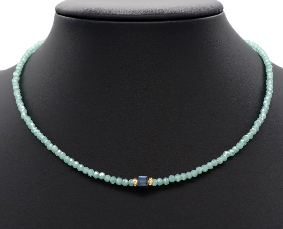 Ocean Mist Beaded Necklace-Gold "LM"