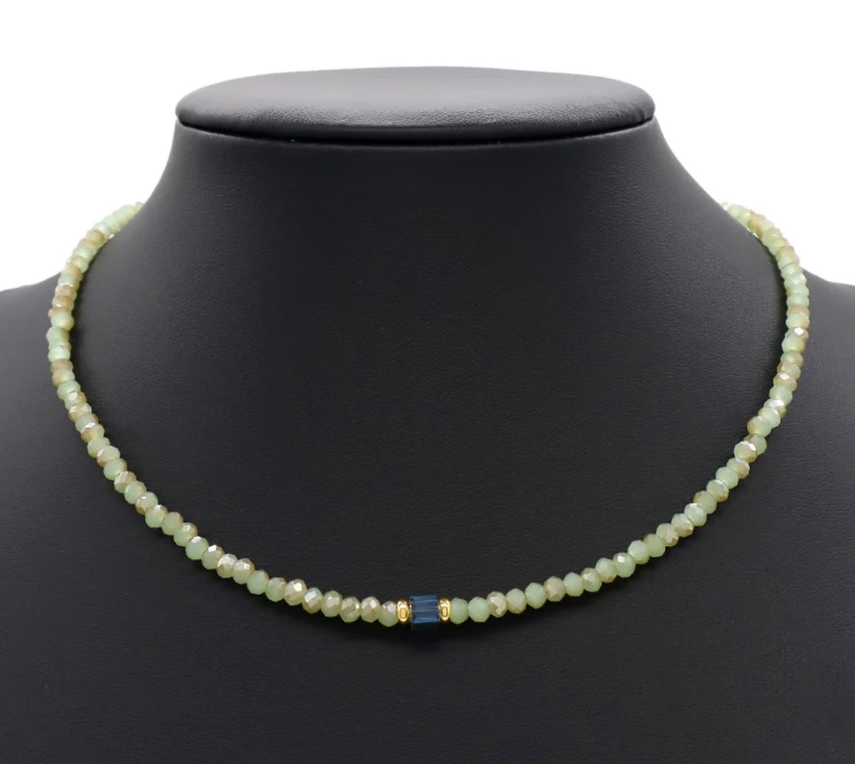 Golden Sage Beaded Necklace"LM"