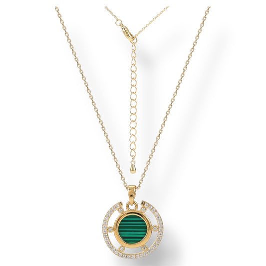 Equinox Orbit Necklace- Malachite Gold LM