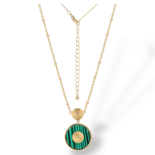 Solstice Echo Necklace- Malachite Gold LM