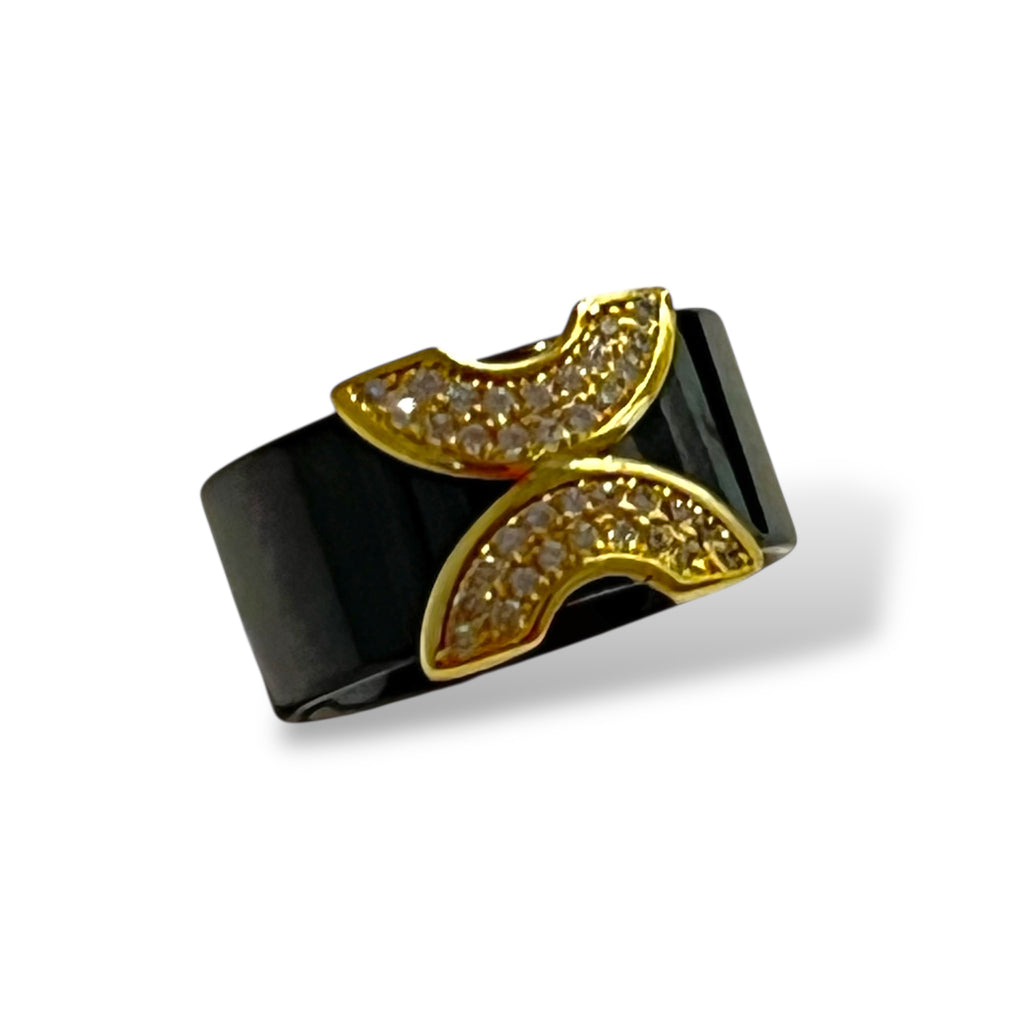 Obsidian Crest Ring "LM"