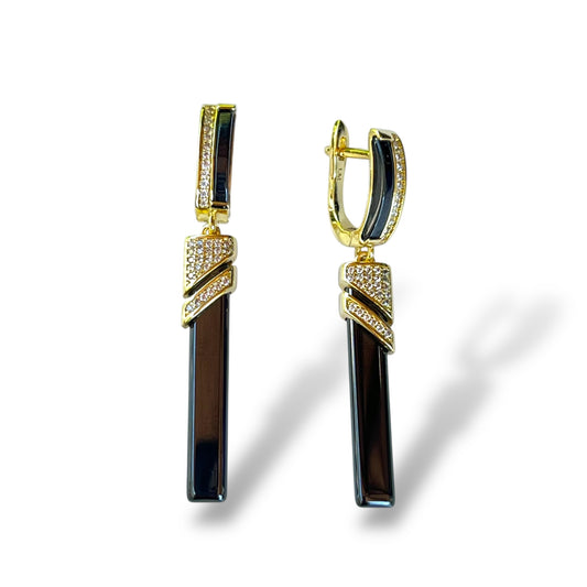 Midnight Prism Drop Earrings-Gold LM