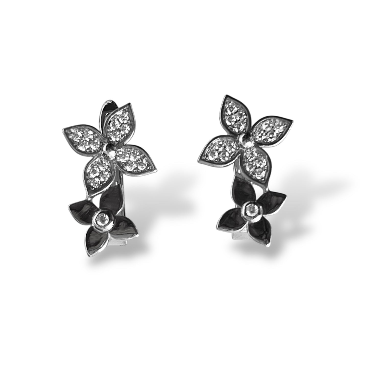 Crystal Bloom Earrings-Silver LM