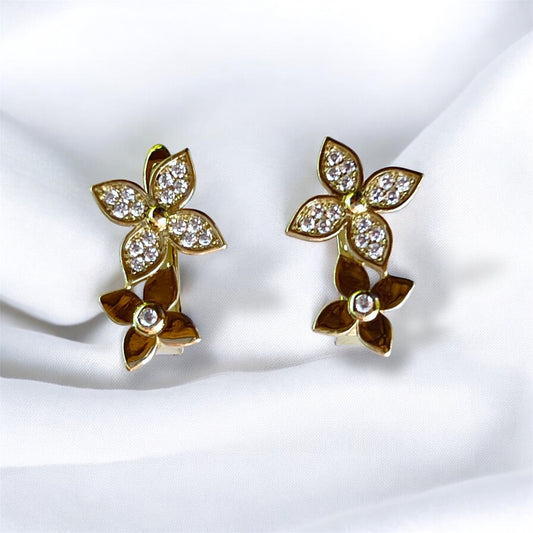 Crystal Bloom Earrings-Gold LM