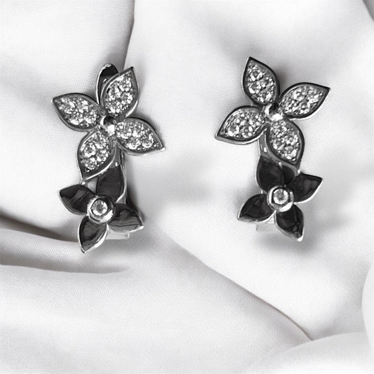 Crystal Bloom Earrings-Silver LM