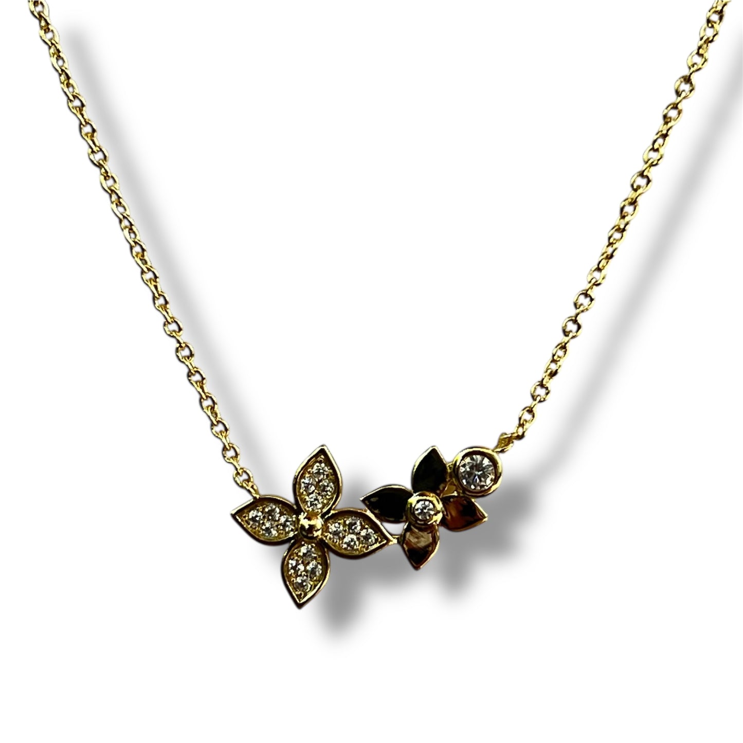 Crystal Blossom Necklace-Gold LM