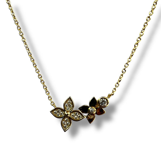 Crystal Blossom Necklace-Gold LM