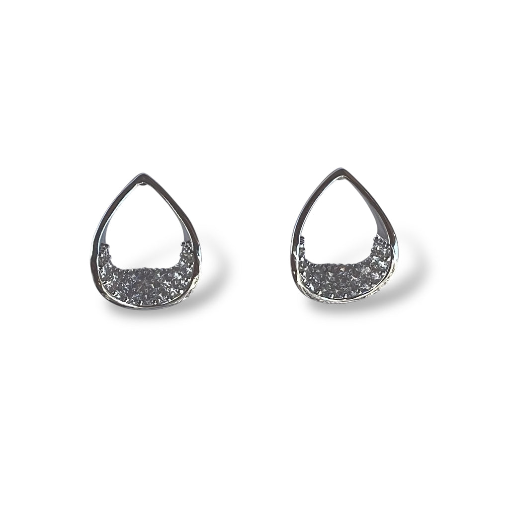 Golden/Silver Raindrop Pavé Stud Earrings "LM"
