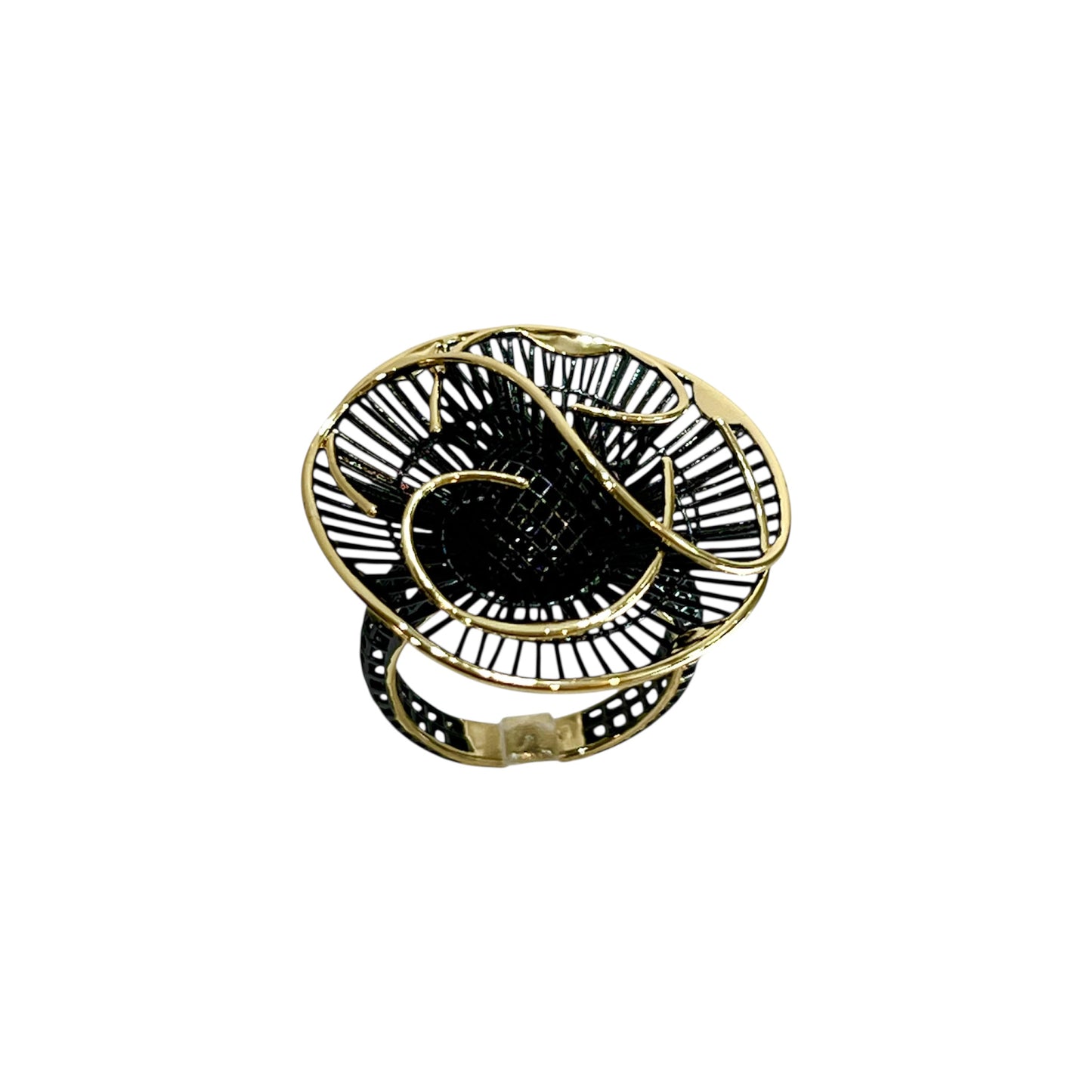 Abstract Orbit Filigree Statement Ring-Gold Black LM