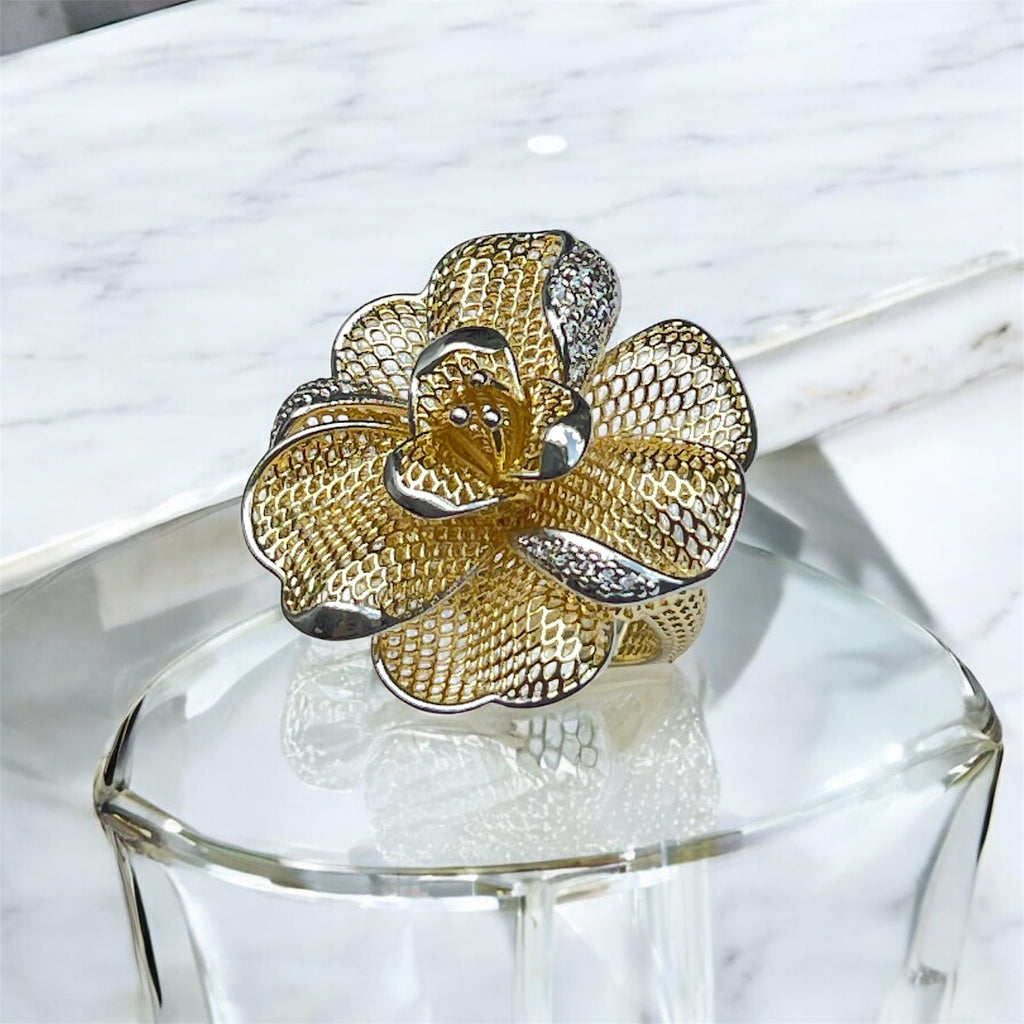 Rosette Radiance Ring-Two Tone "LM"