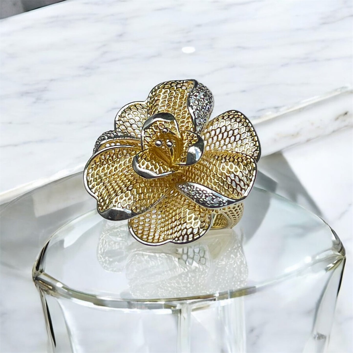 Rosette Radiance Ring-Two Tone LM