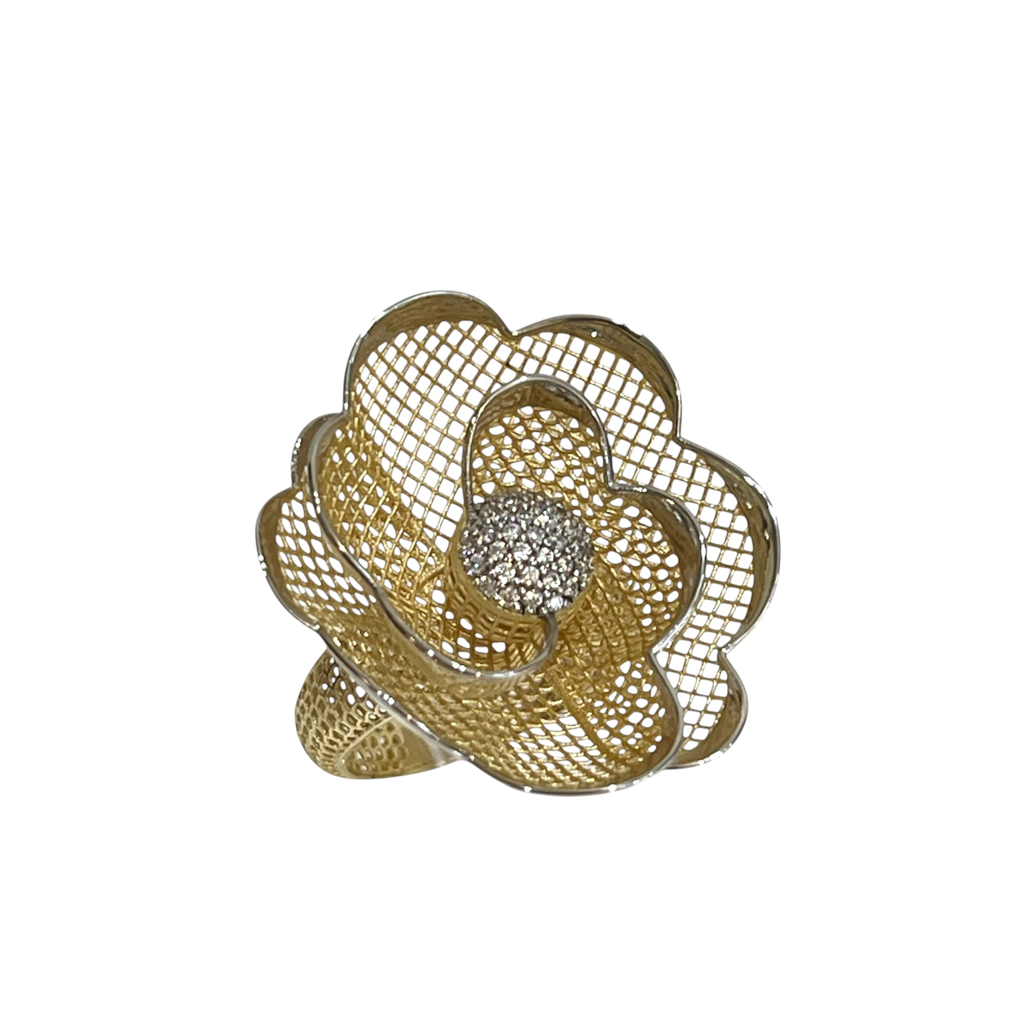 Golden Blossom Filigree Ring-Gold "LM"