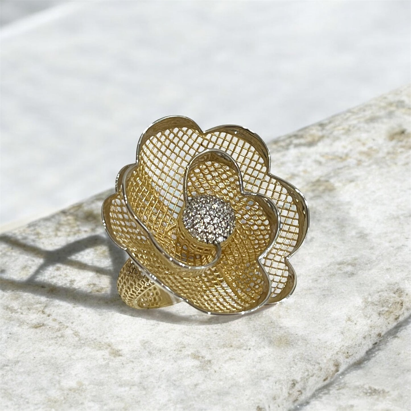 Golden Blossom Filigree Ring-Gold LM