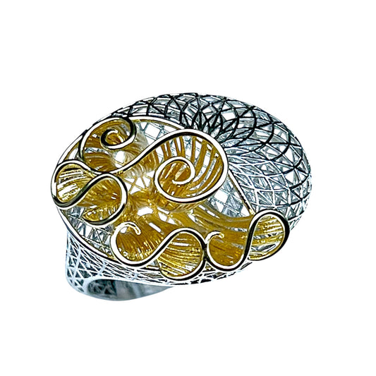 Ethereal Swirl Filigree Ring-Two Tone