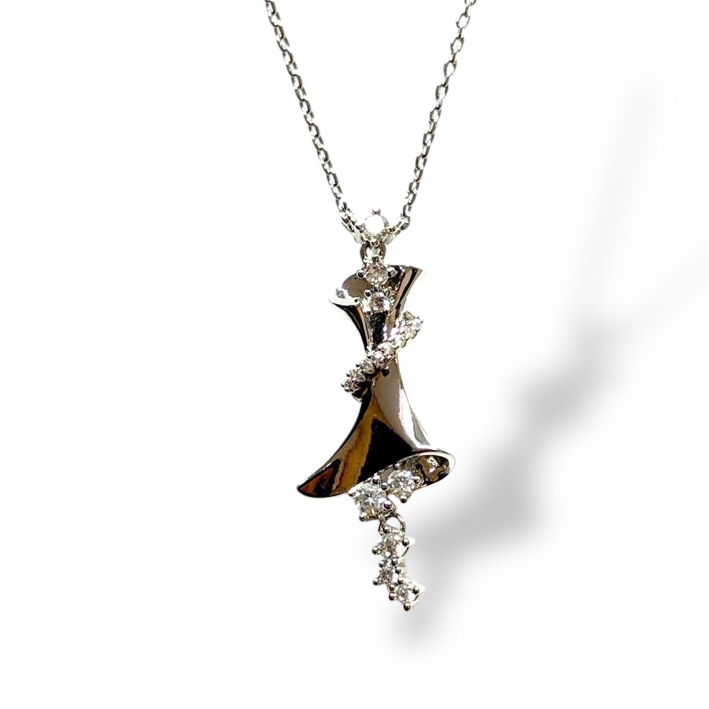 Silver Cascade Twist Pendant Necklace LM