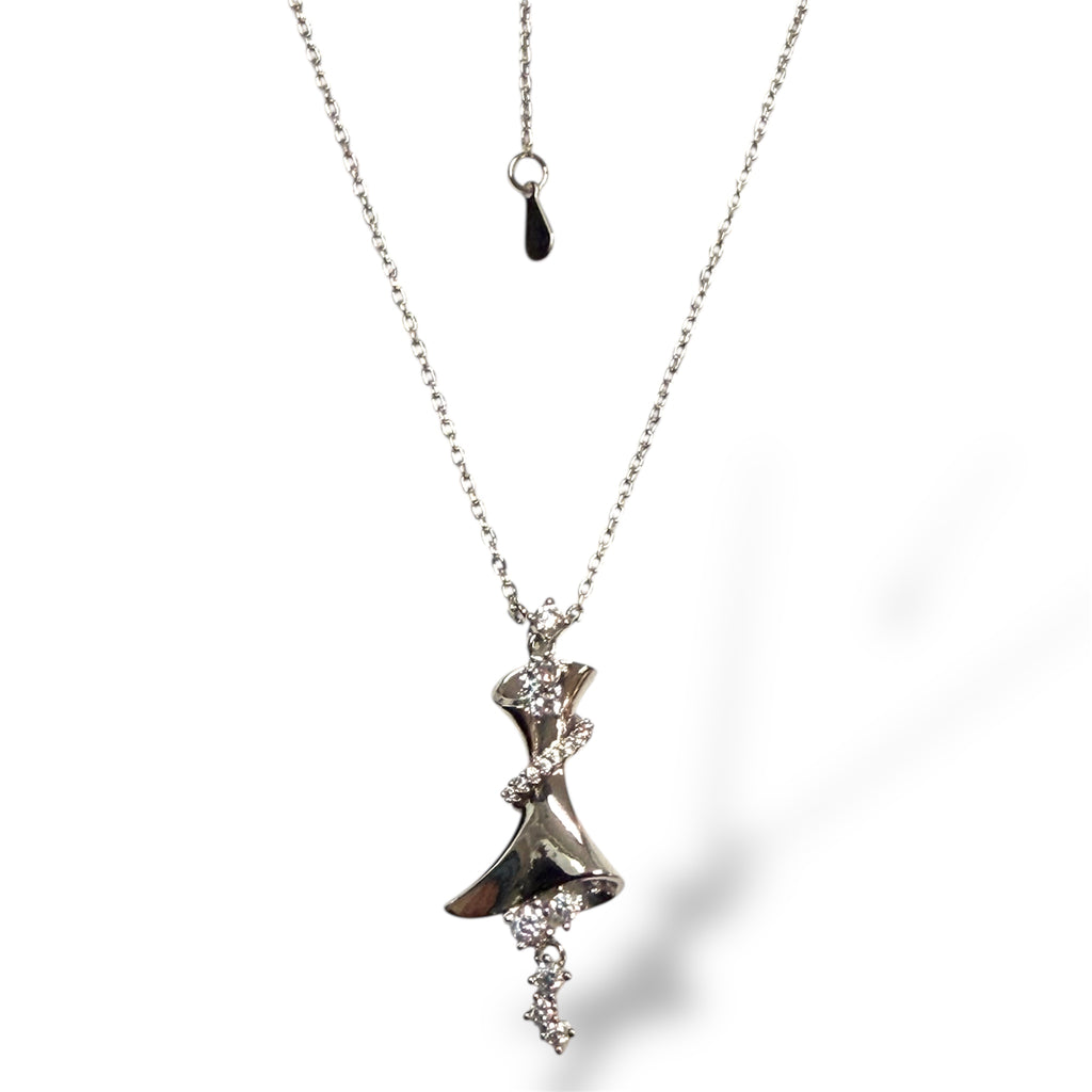 Silver Cascade Twist Pendant Necklace "LM"