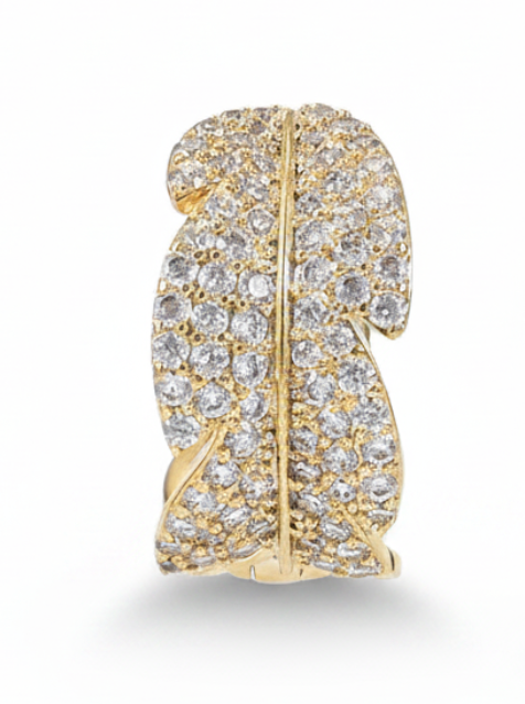 Pavé Leaf Band Ring in gold