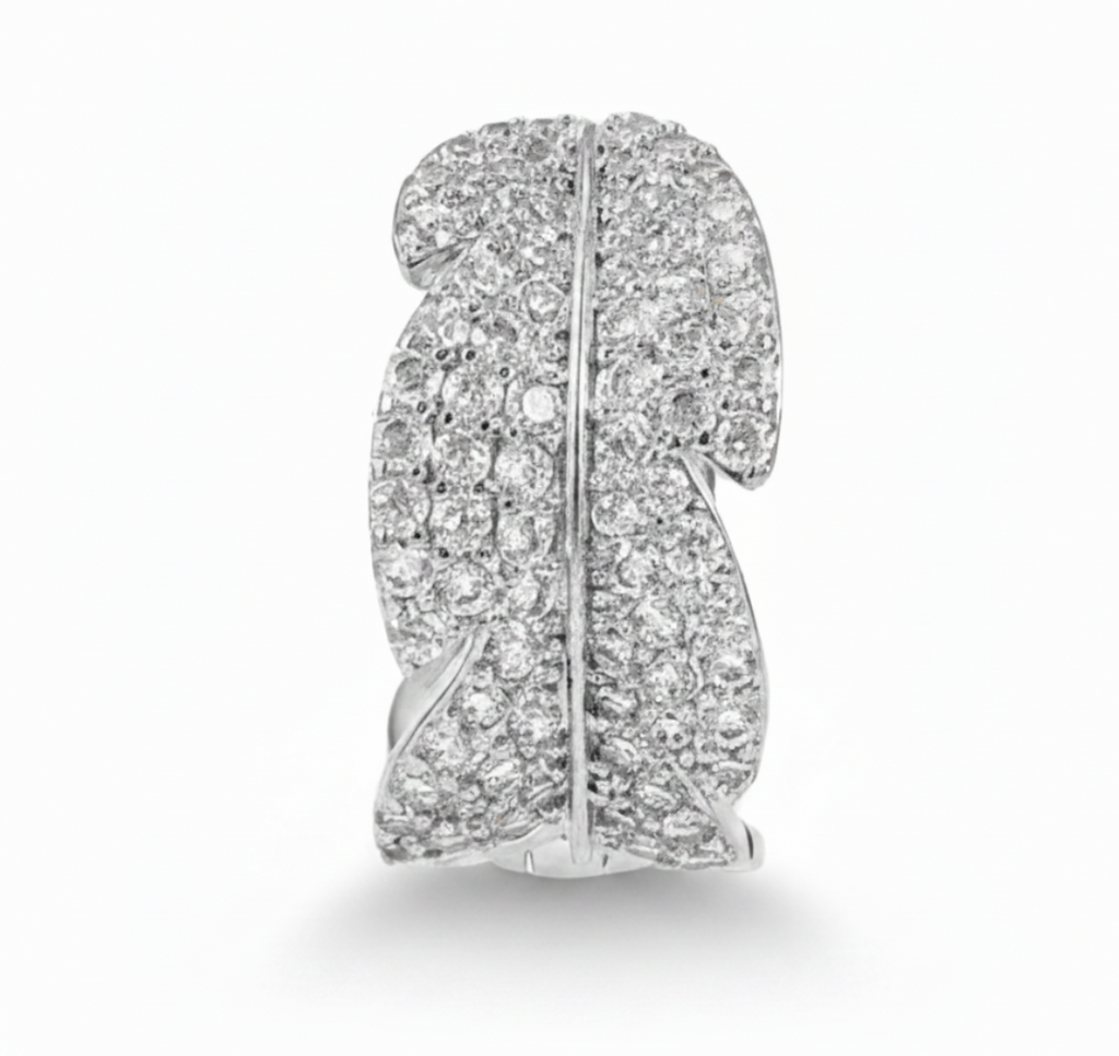 Pavé Leaf Band Ring in silver