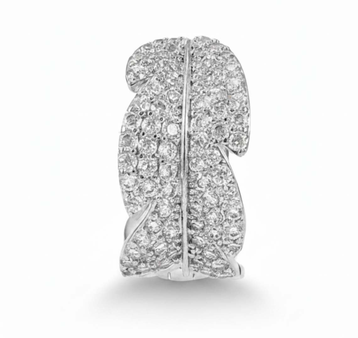 Pavé Leaf Band Ring in silver