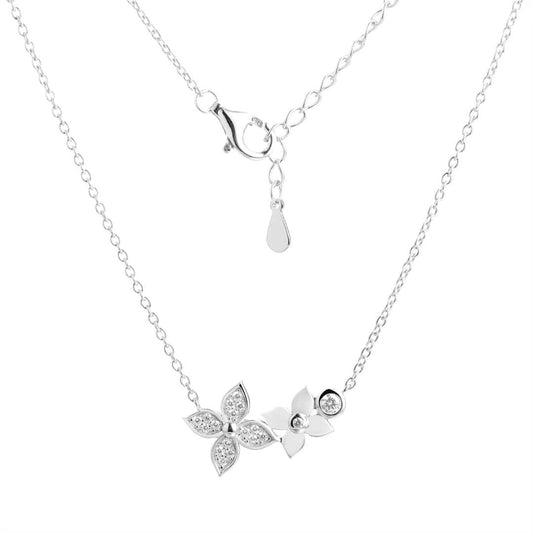 Crystal Blossom Necklace-Silver LM