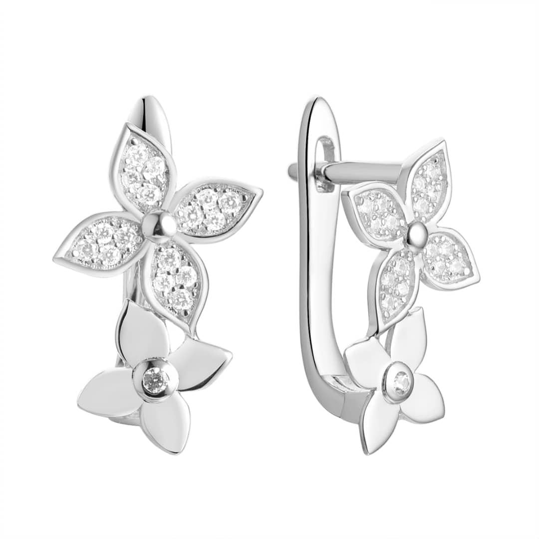 Crystal Bloom Earrings-Silver LM
